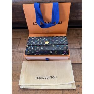 Louis Vuitton Wallet Womens Multicolor Monogram Canvas Long Envelope France Logo